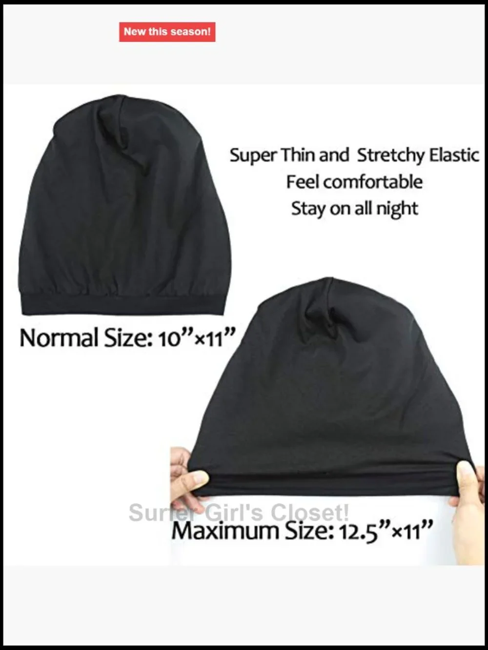 Satin Lined Slouchy Beanie Cap with Elastic Band for Women